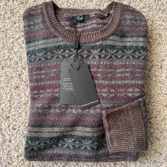 NWT Rails | Men's Carlisle Fair Isle Wool Blend Highland Rust Sweater $168 - Picture 15 of 15